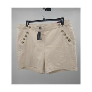 Lane Bryant Sailor Shorts Plus 18 Side‎ Button High Rise Stretch Denim Ivory